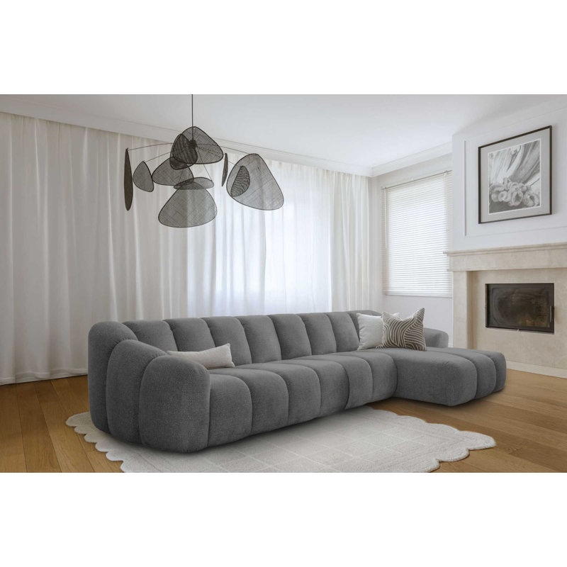 Shell Corner Sofa , 6, Right Hand Facing, Dark Grey
