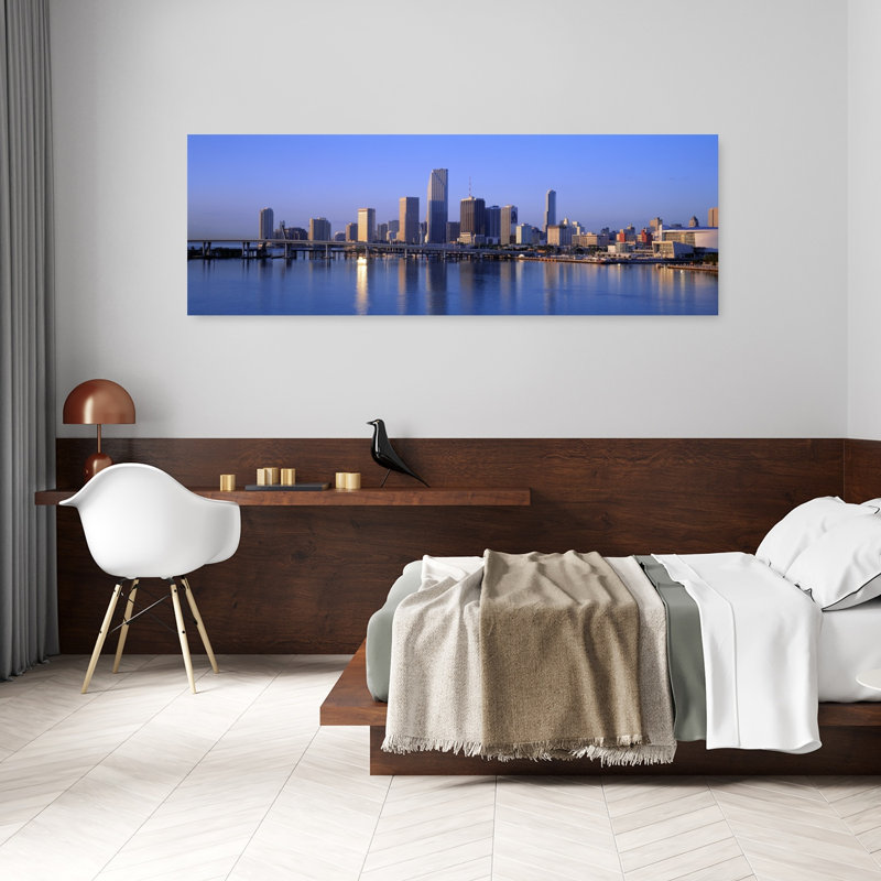 «Skyline Miami Fl Usa Modern Abstract City Landscape», art mural, H 20 po x l 60 po
