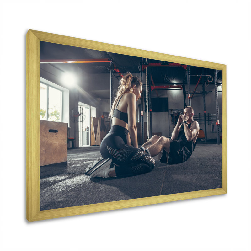 " Couple Training I ", Gold Picture Framed, 16" H x 32" W x 1" D