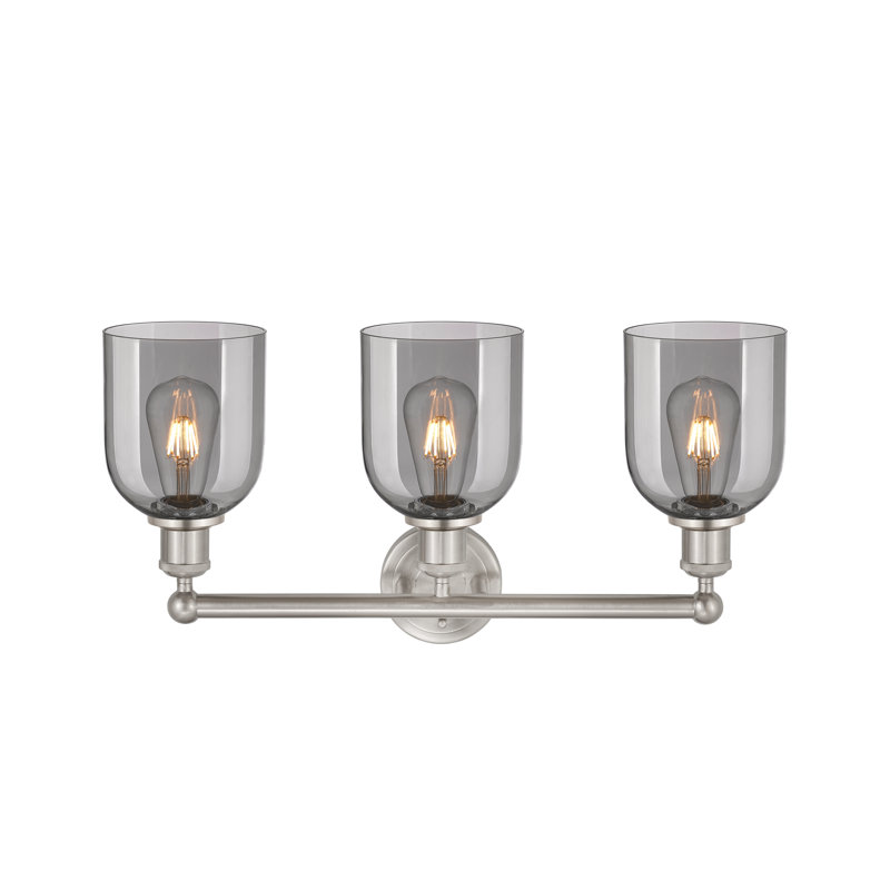 Abat-jour de salle de bain 3 lumières Edison Allysson, Gris fumée clair, Nickel satiné brossé