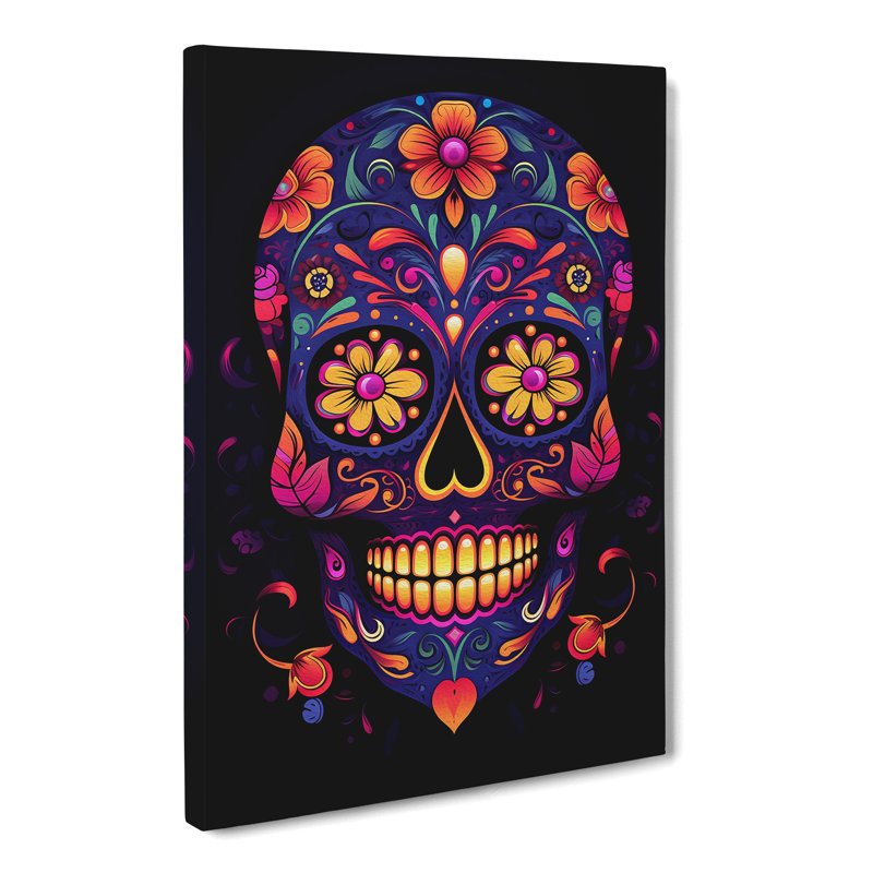 Sugar Skull Minimalism Art - Wrapped Canvas, 50cm H x 35cm W x 3cm D