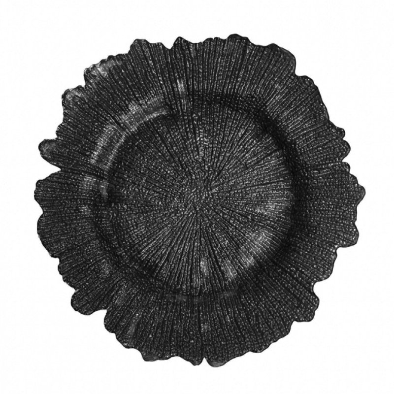 Chargeur en verre 13 "Flora, Noir