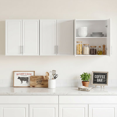 Armoires de salle de lavage 88,5 po, armoires de cuisine avec armoires de salle de bain avec portes Shaker et tablettes réglables, armoires de rangement murales pour salle de lavage, salle de bain, cuisine