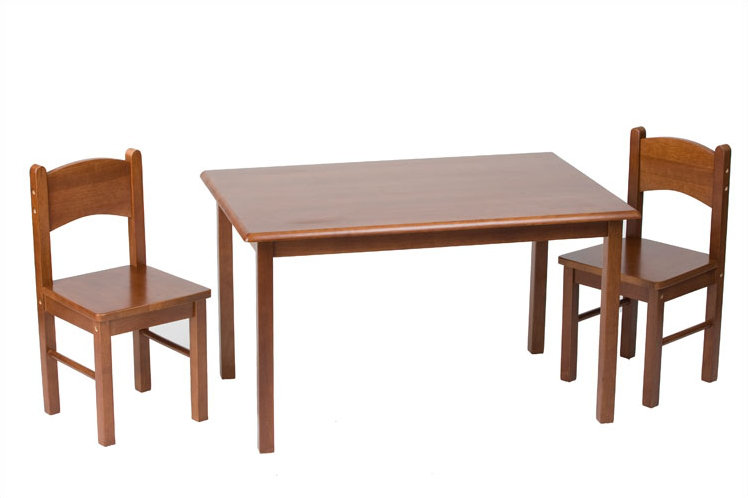 Ensemble de table d'écriture et de chaises pour enfants Virgilina, 3 pièces, Cerisier