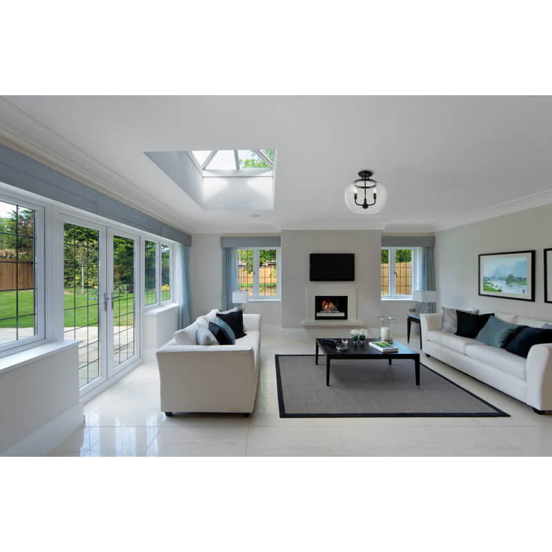 Jocelyn Glass Semi Flush Mount, Matte Black