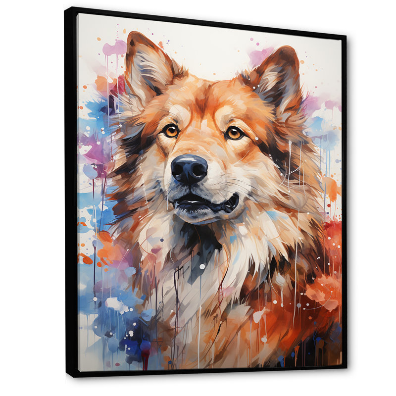 Chien, Akura Aura I, art mural sur toile, Cadre flottant noir, H 40 po x l 30 po x P 1,5 po