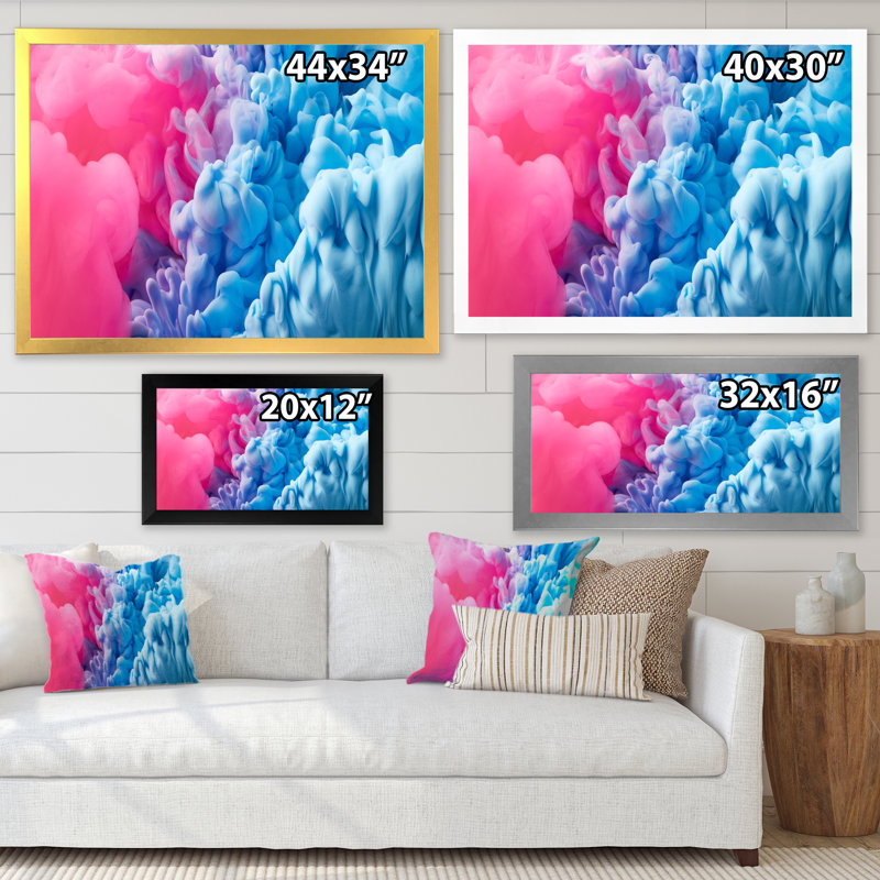 Art mural sur toile turquoise et rose liquide II, Cadre photo noir, H 8 po x l 12 po x P 1,5 po