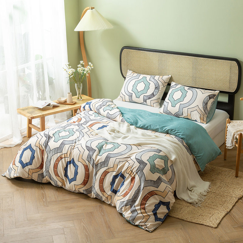 Geometric Shapes Duvet Cover, Twin Duvet Cover + 2 Shams