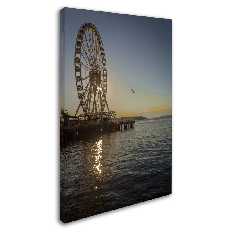 Large Ferris Wheel on Puget Sound Canvas Art
