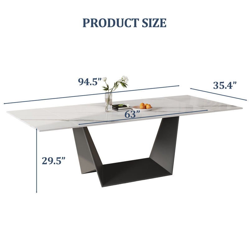 Ensemble de table de salle à manger extensible de 63 à 94,5 po avec 8 chaises