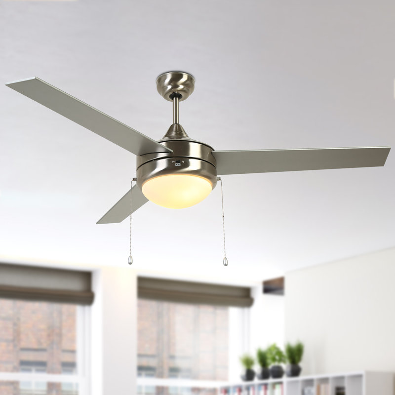 52” 3-Blade Modern Ceiling Fan With Light