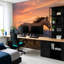 Papier peint mural autocollant « Cheval sauvage au coucher du soleil dans le désert » - Décoration murale moderne pour chambre ou salon - 254 cm (L) x 366 cm (l)-259008164-259008167