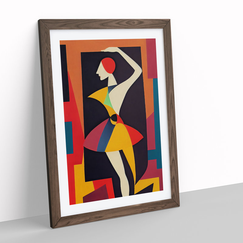 Abstract Ballerina No.3 - Single Picture Frame Print, 64cm H x 46cm W x 2cm D, Walnut