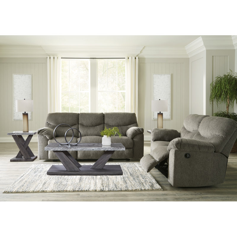 Canapé inclinable et causeuse Alfons, Gris / beige