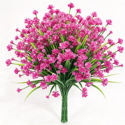 Lot de 10 bouquets de fleurs artificielles résistantes aux UV, arbustes en plastique résistant aux UV pour l'intérieur et l'extérieur de la maison et du jardin
