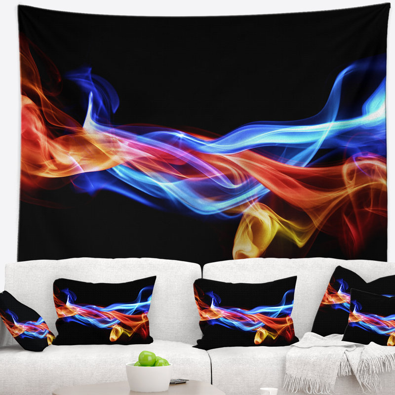 Tapisserie abstraite de feu et de glace, H 50 po x l 60 po