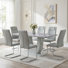Holloman Modern 7-Piece Faux Marble Dining Set with Upholstered Cantilever Chairs
