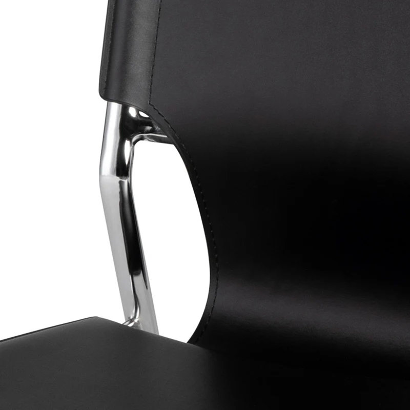 Chaise de salle à manger en cuir, Noir, noir, noir, noir