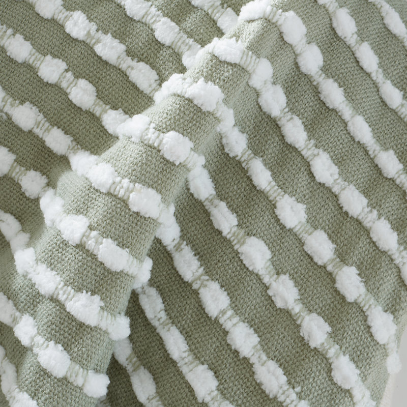 Stab Stitch 125x150cm Blanket Throw, Sage Green