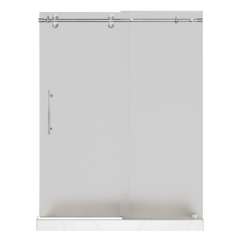 Langham 77.5" H Single Sliding Frameless Shower Door, Right, Stainless Steel