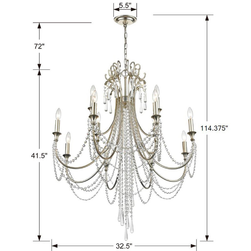 Labrecque 12 - Light Candle Style Chandelier with Crystal Accents