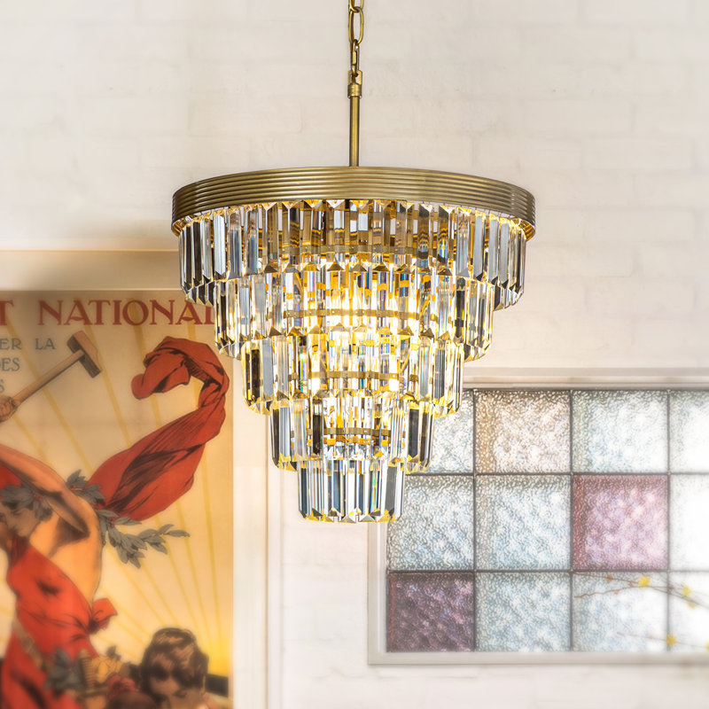 4-Light 16" Glam Tier Chandelier With Crystal Accents