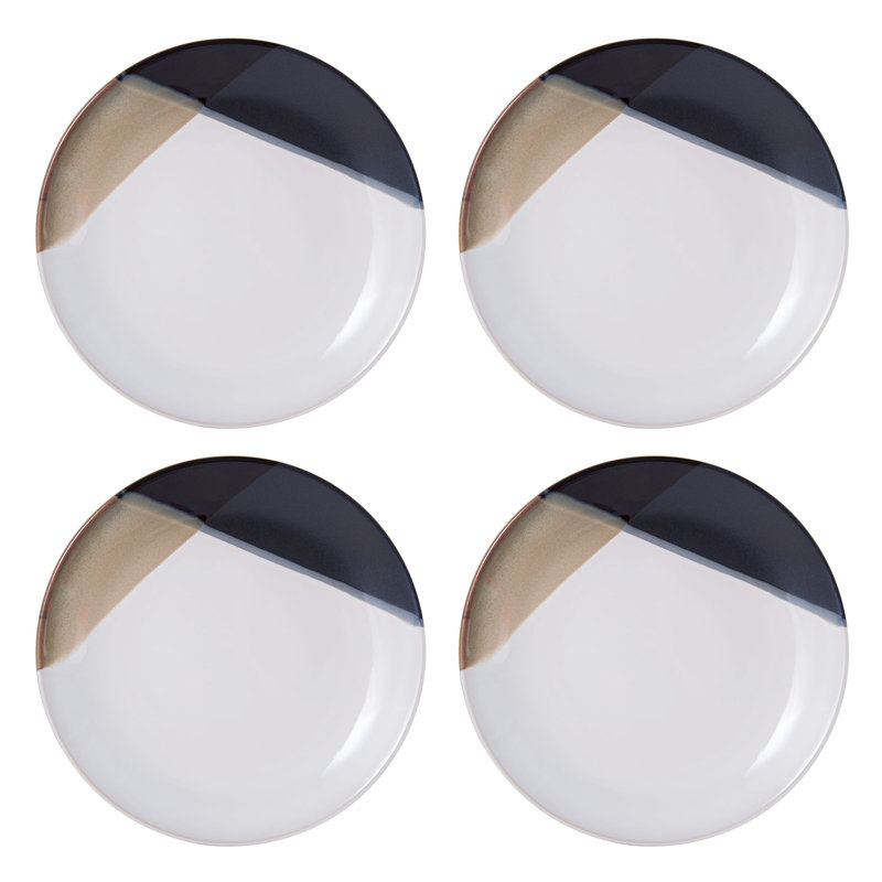 Caden 16-Piece Ceramic Dinnerware Set with Two-Tone Design, Service for 4