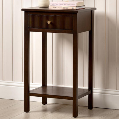 Flovilla 76cm Sofa Table, 1 Drawer Wooden Bedside End Table with Shelf Storage