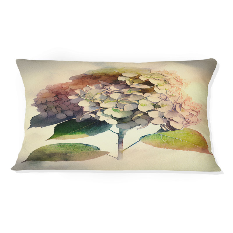 Pink Hydrangea I - Floral Printed Throw Pillow