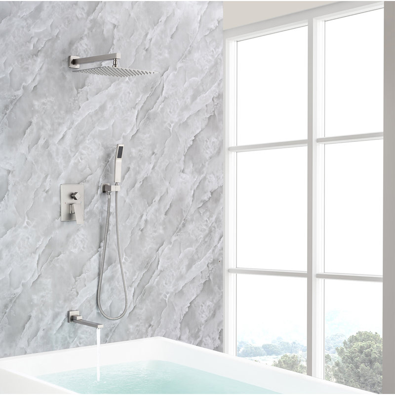 Complete Shower System with Rough in-Valve, Brushed Nickel