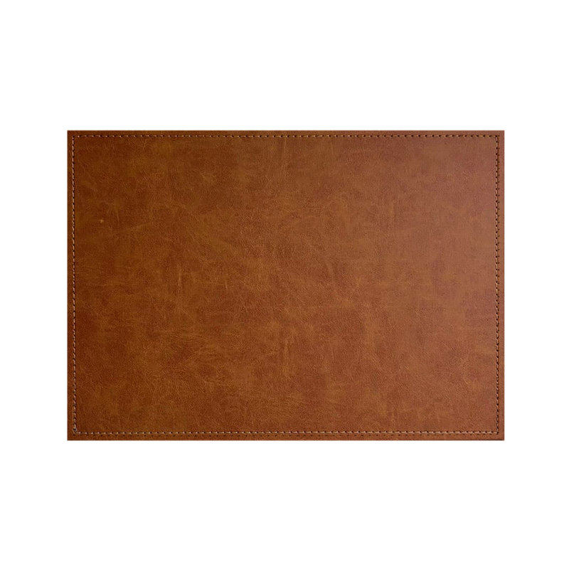 Ensemble de 4 napperons luxueux en cuir végétalien caramel aspect cuir véritable infusé de cuivre, Brun