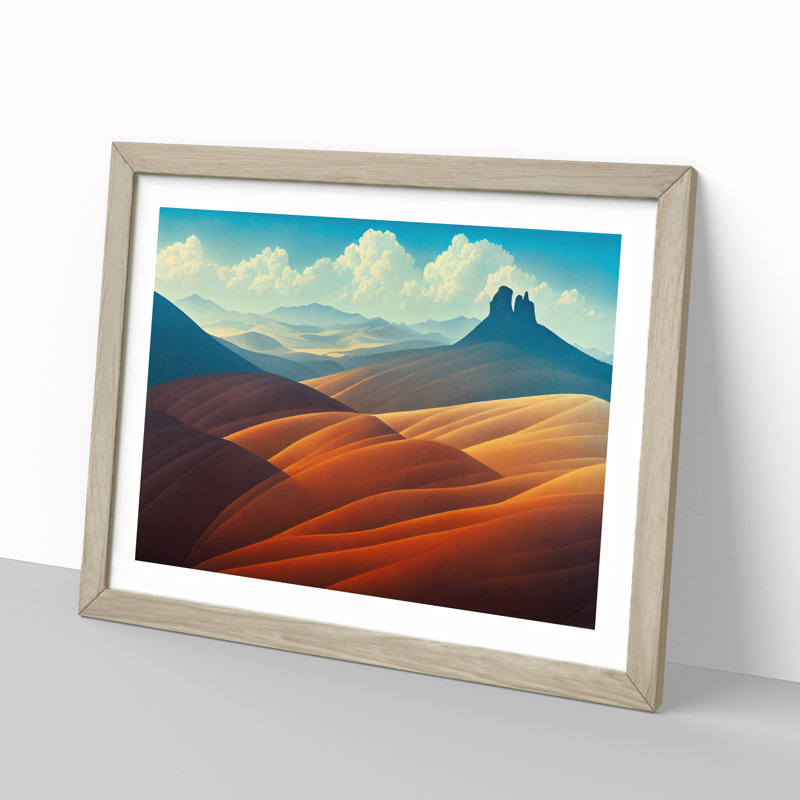 Unique Mountain Landscape - Framed Print, 25cm H x 34cm W x 2cm D, Oak Framed