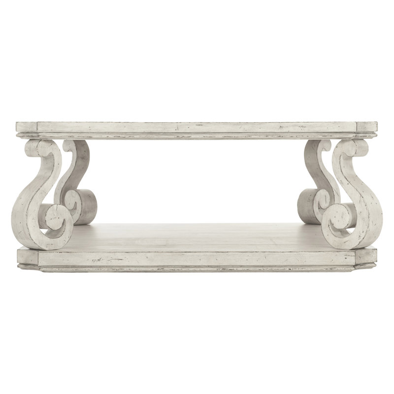 Off-White French Country Wood Storage Coffee Table