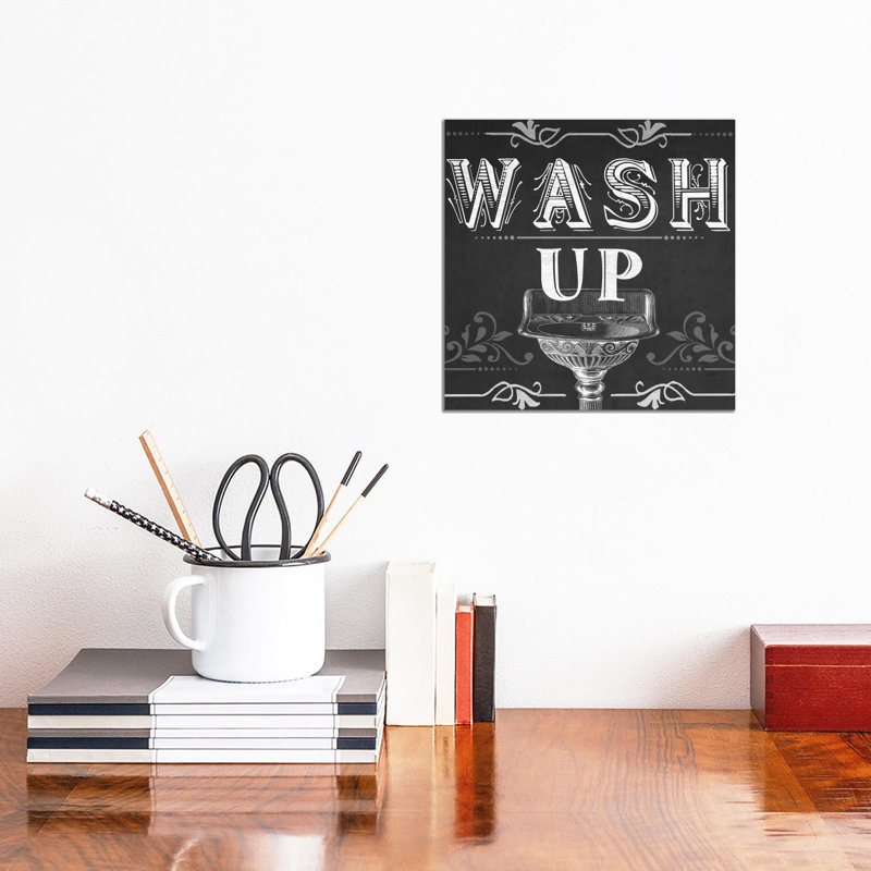 Chalkboard Bath Signs III by June Erica Vess - Wrapped Canvas Print, 30.48 cm H x 30.48 cm W