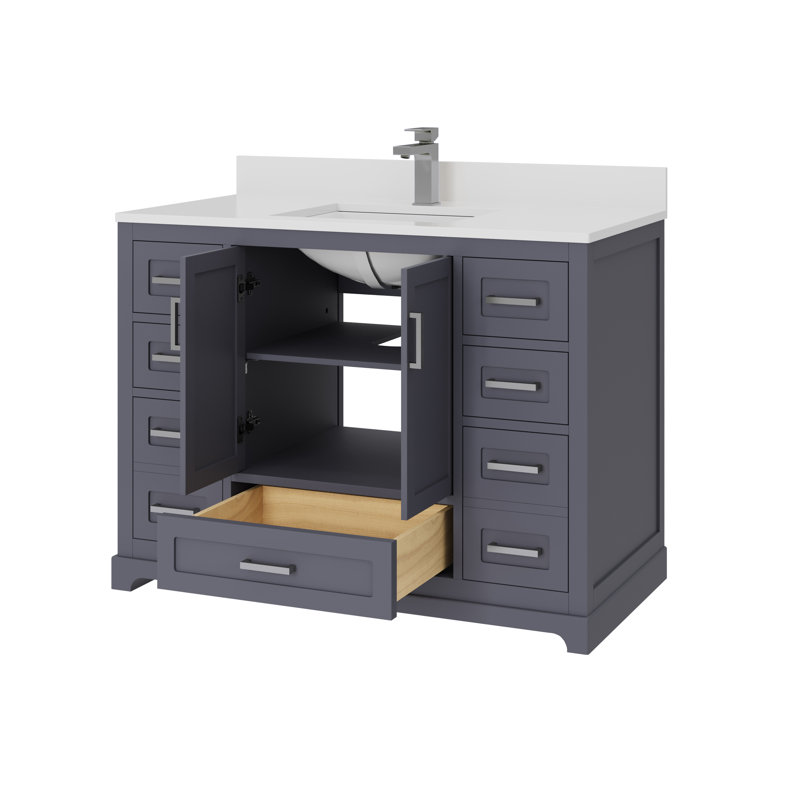 Maya 42 po Meuble-lavabo de salle de bain sans comptoir gris anthracite assemblé, Gris