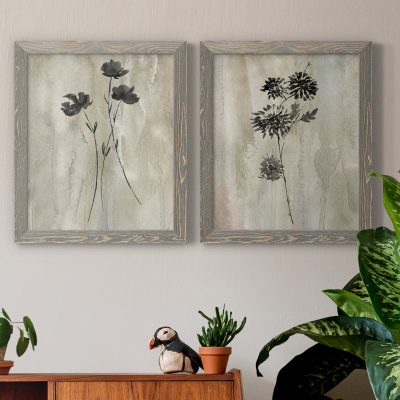 «Sumi-E Silhouette III», ensemble de 2 reproductions d'art, Toile encadrée, H 24 po x l 36 po, Grey