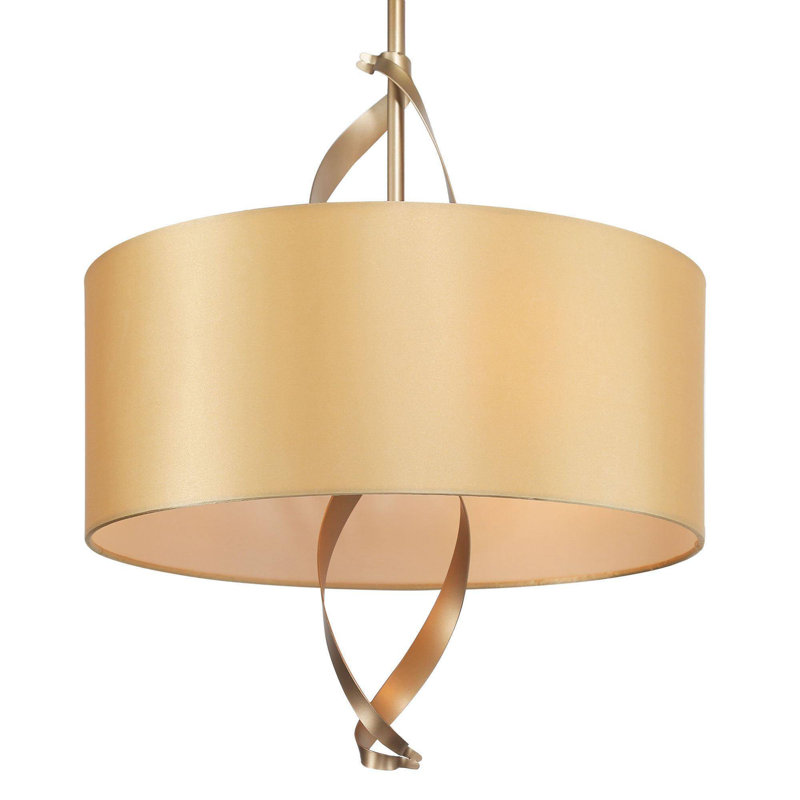 Luminaire suspendu tambour 3 lumières champagne