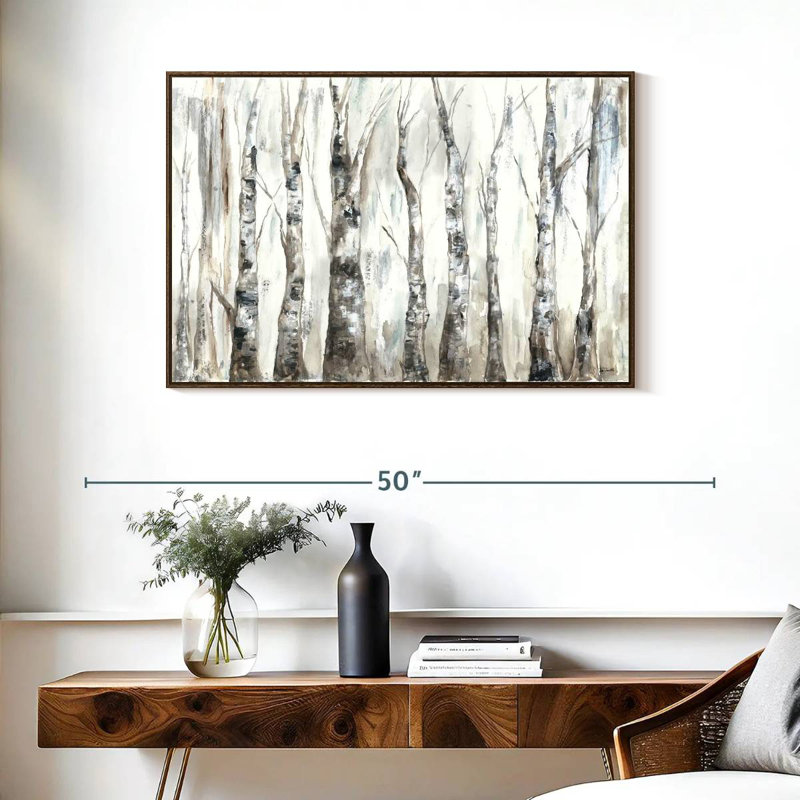 Winter Aspen Trunks - neutre, 37 po x 25 po, Cadre flottant noyer
