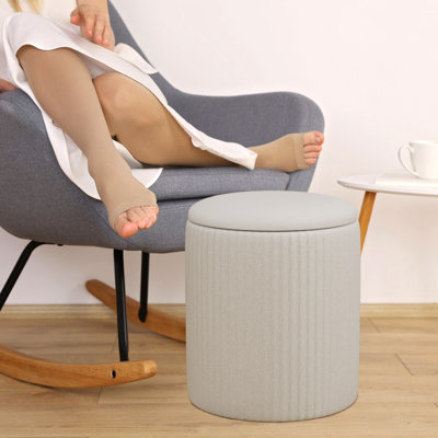 Tabouret de rangement rond, chaise ronde avec rangement, fauteuil de maquillage, convient pour la chambre à coucher, le salon, la salle de bain, le bureau