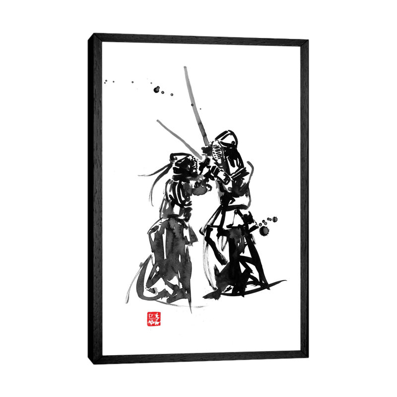 Kendo by Péchane - Print on Canvas, 101.6 cm H x 66.04 cm W, Black Framed