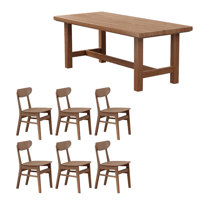 Solid wood solid large table set, 29.52"H x 62.99"L x 33.46"W, Dark Brown