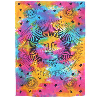 Tapisserie 80 po x 56 po en coton bleu, rose et jaune