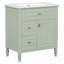Meuble-lavabo polyvalent avec plusieurs tiroirs et tablettes-109842188
