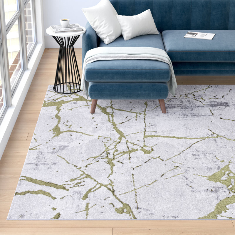 Robbs Abstract Gray/Green Area Rug, Rectangle 10' x 14'