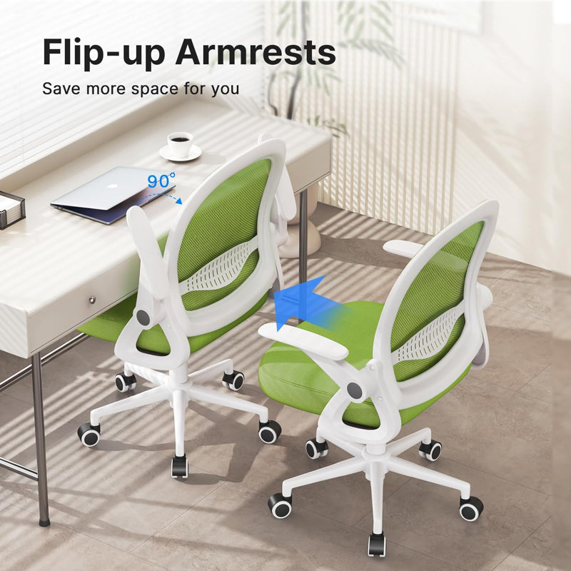 Desk Chair, White/Green
