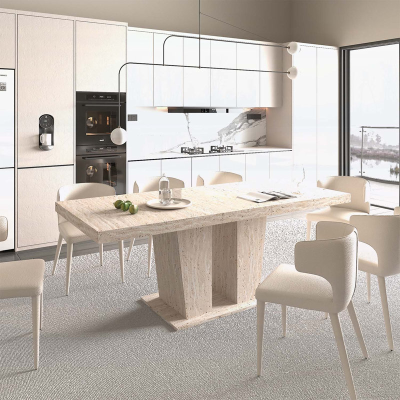Rectangular Extendable Dining Table, Beige