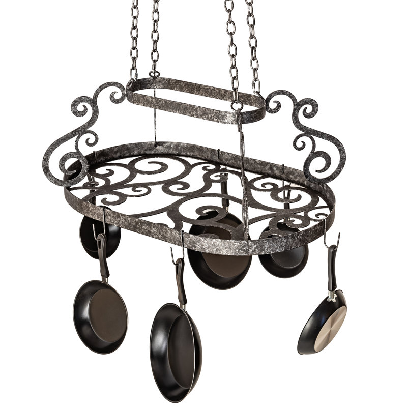 38" Long Neo 6 Light Pot Rack, Gray, 68" H x 24" W x 38" D