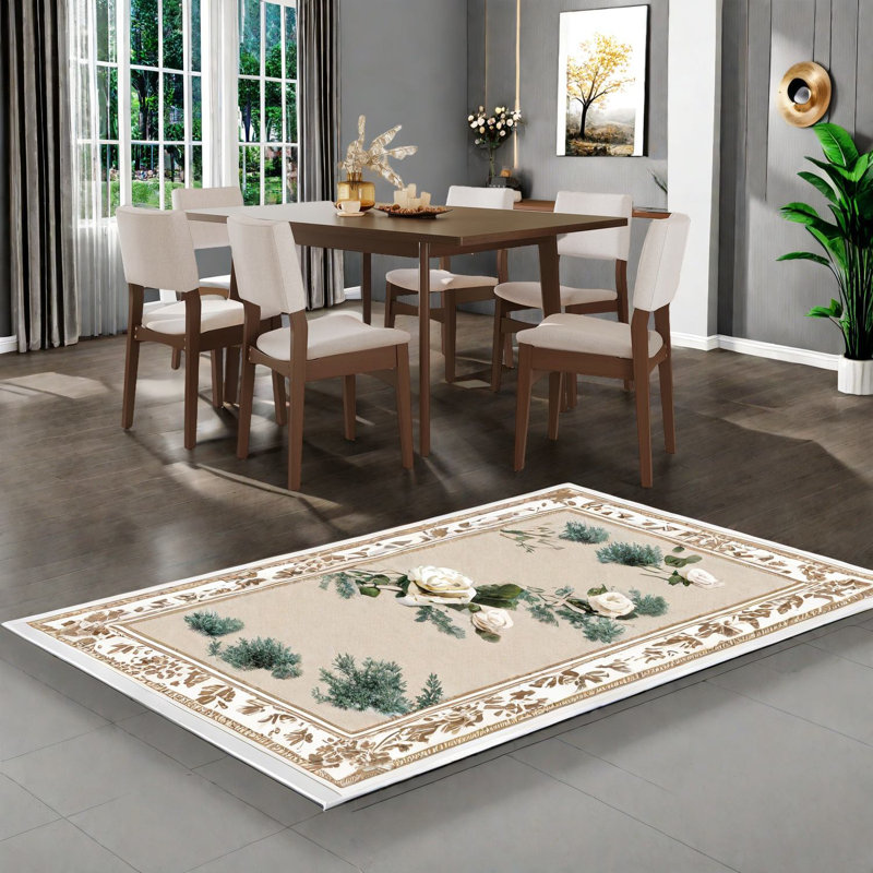 Ensembles de table de salle à manger 7 pièces avec chaises rembourrées en bois de noyer foncé pour une cuisine moderne