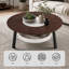 Table basse ronde avec plateau en noyer et incrustation de pierre