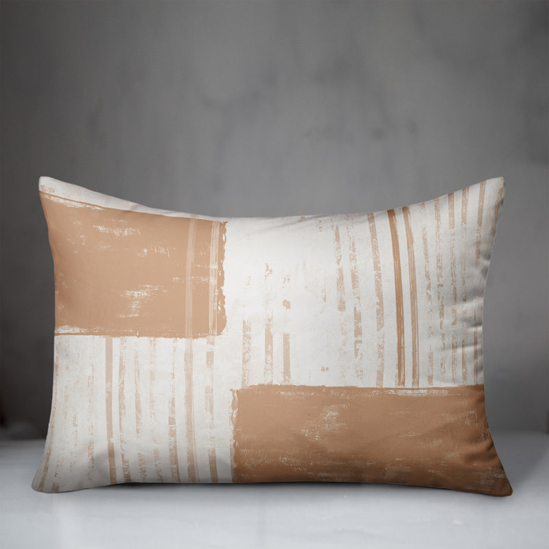  Coussin intérieur / extérieur géométrique, Brun clair
